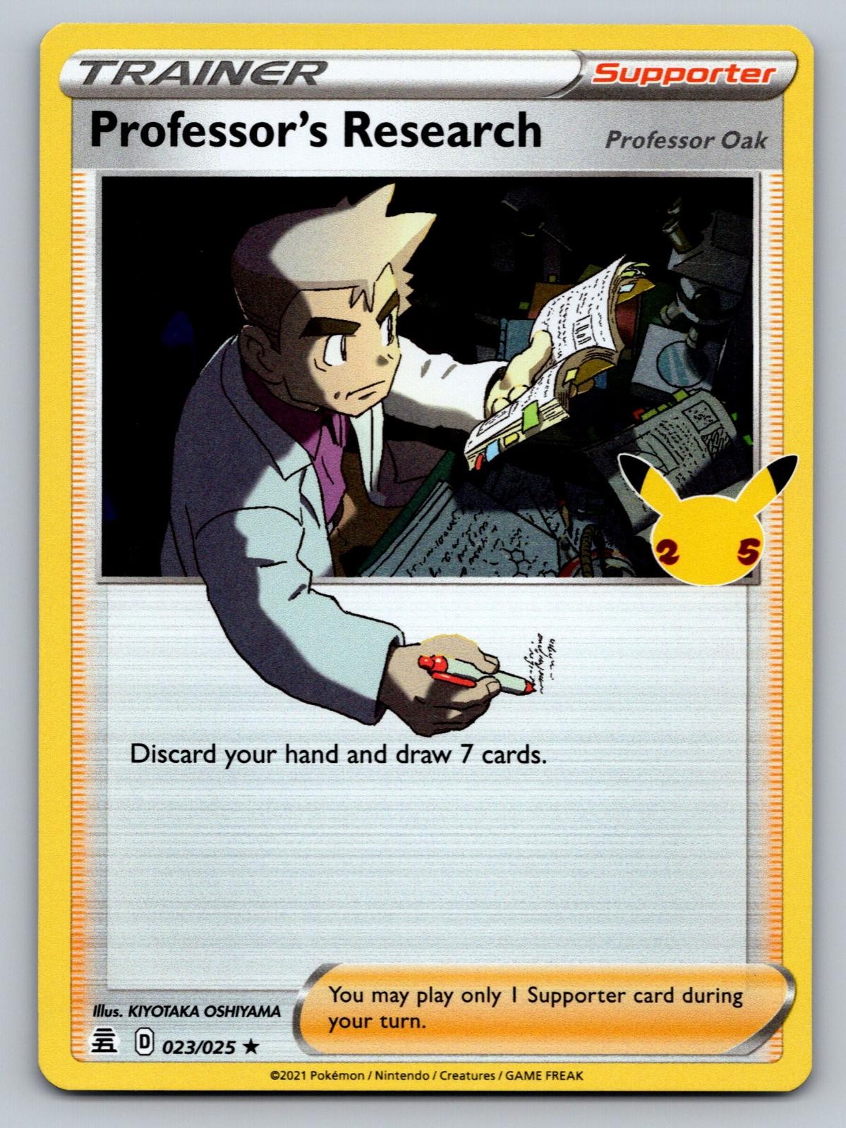 Professor’s Research (Professor Oak) 023/025 Holo Rare Celebrations Pokemon NM