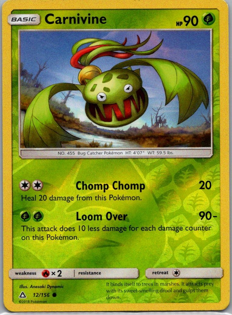 Pokemon TCG Carnivine 12/156 Ultra Prism Rev Holo LP