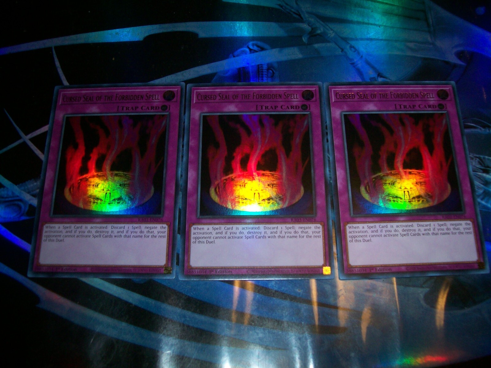 3x Cursed Seal of the Forbidden Spell 1st Edition Ultra Rare RA03-EN076