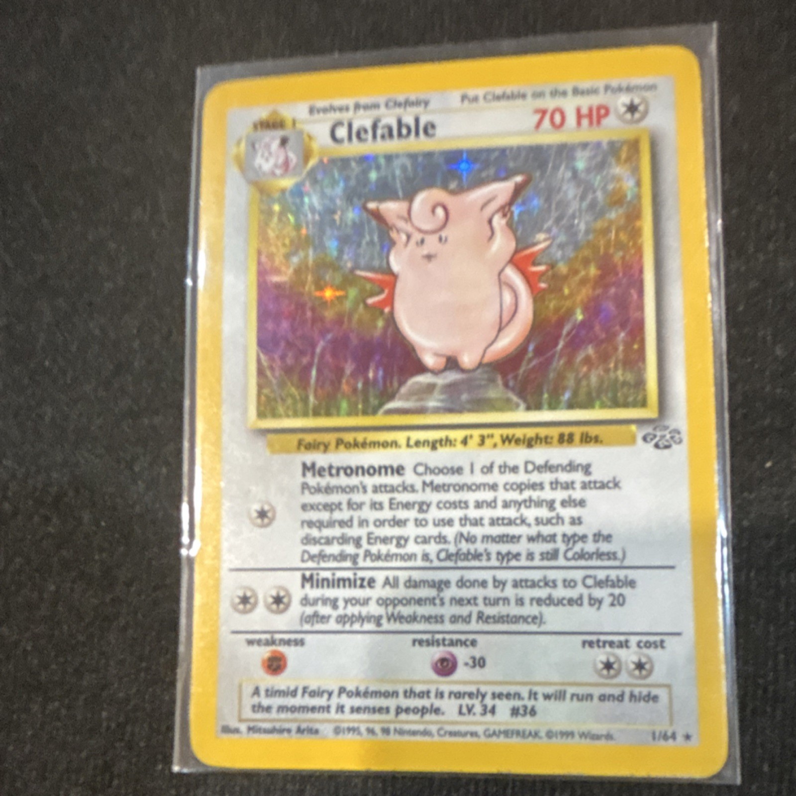 Pokémon Clefable Jungle Holo Rare Card 01/64 English TCG 70 HP