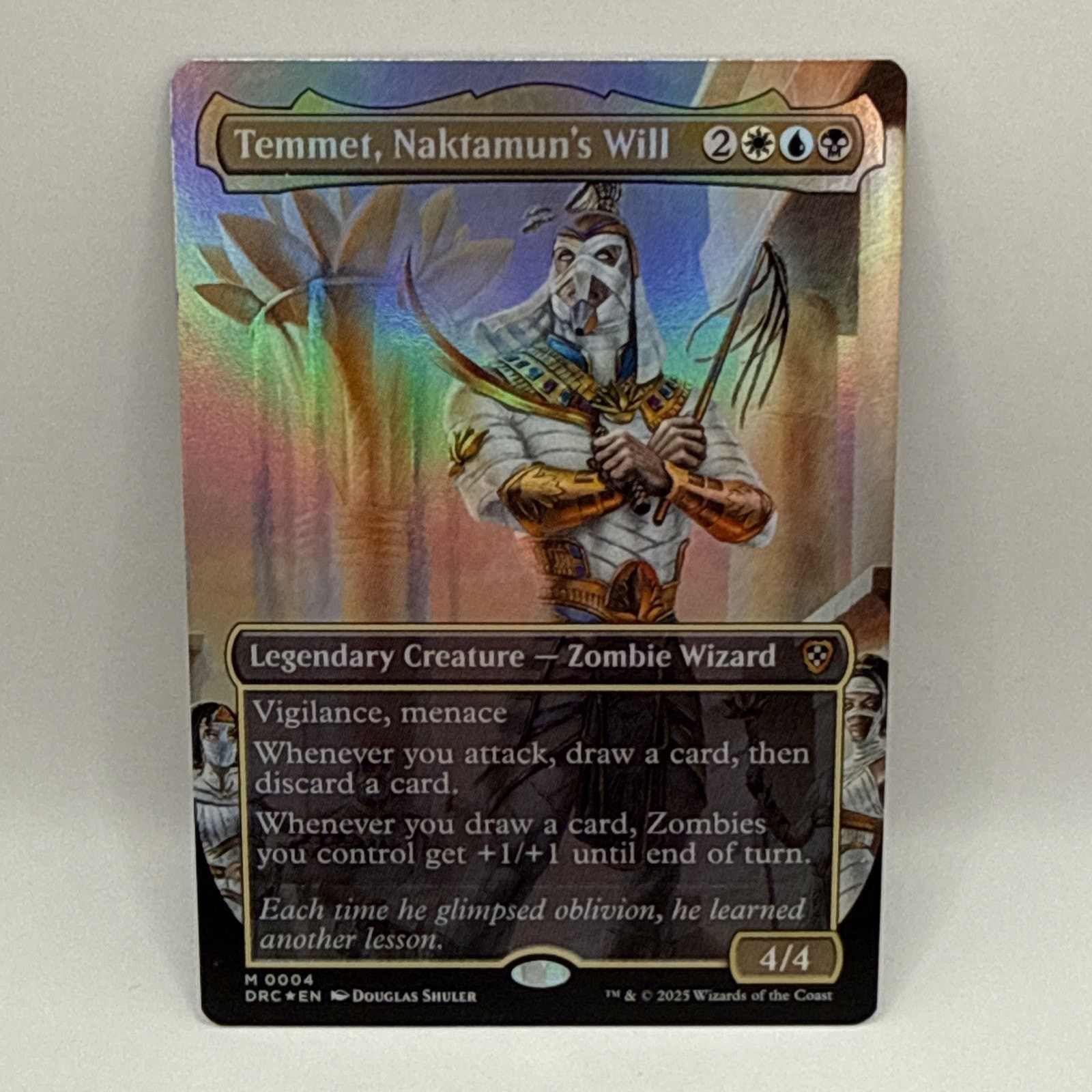 FOIL Borderless TEMMET, NAKTAMUN’S WILL mtg Commander Aetherdrift Mythic LP