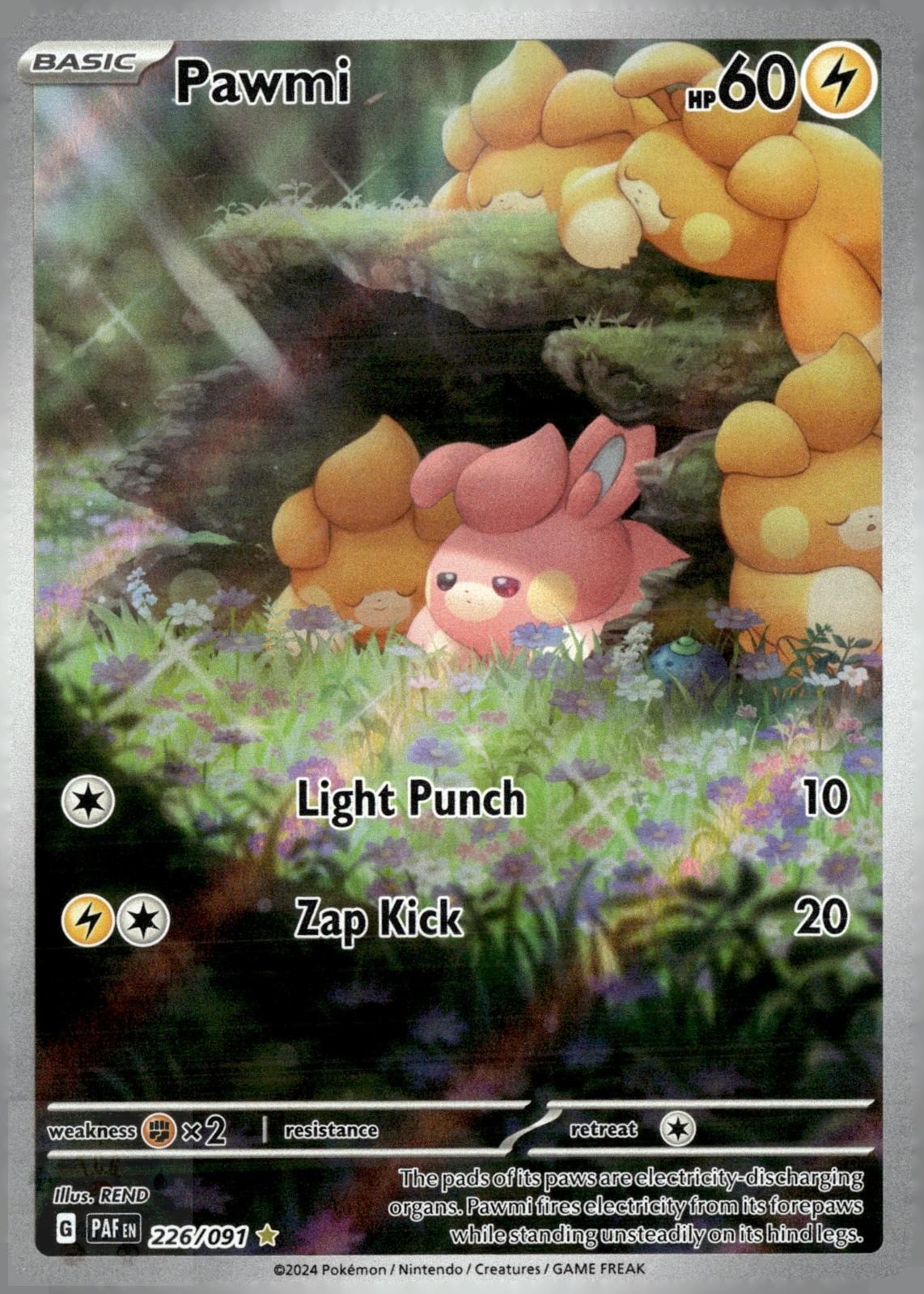 Pawmi 226/091 Illustration Rare Paldean Fates Pokemon Holo NM/M