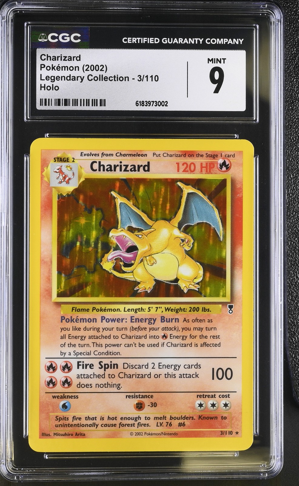 CGC 9 MINT Charizard 3/110 Legendary (Collection) Holo Pokemon Card
