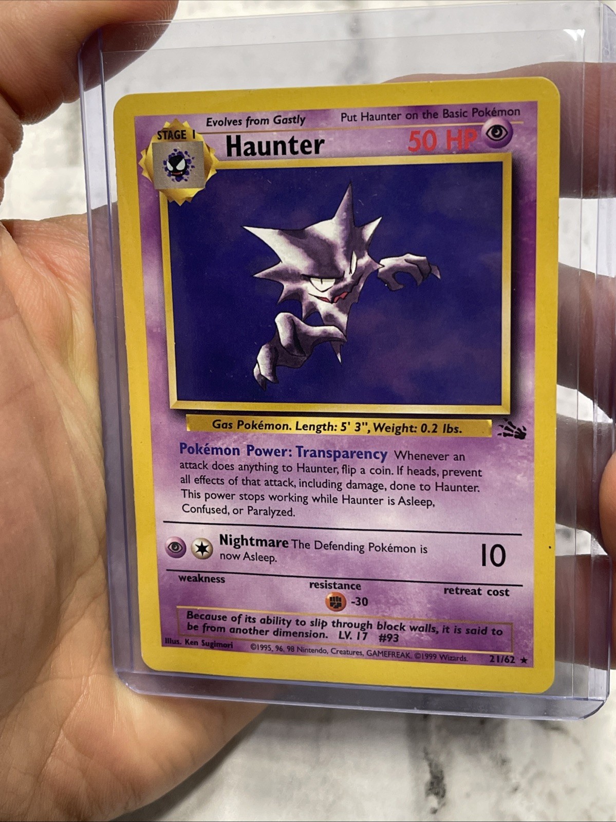Haunter 21/62 Fossil Pokémon Moderately Played MP+ Vintage Pokemon Card Regular