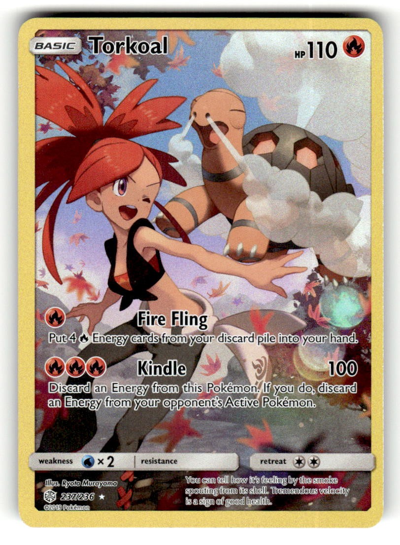 Torkoal 237/236 Secret Rare Cosmic Eclipse Holo Pokemon Near Mint