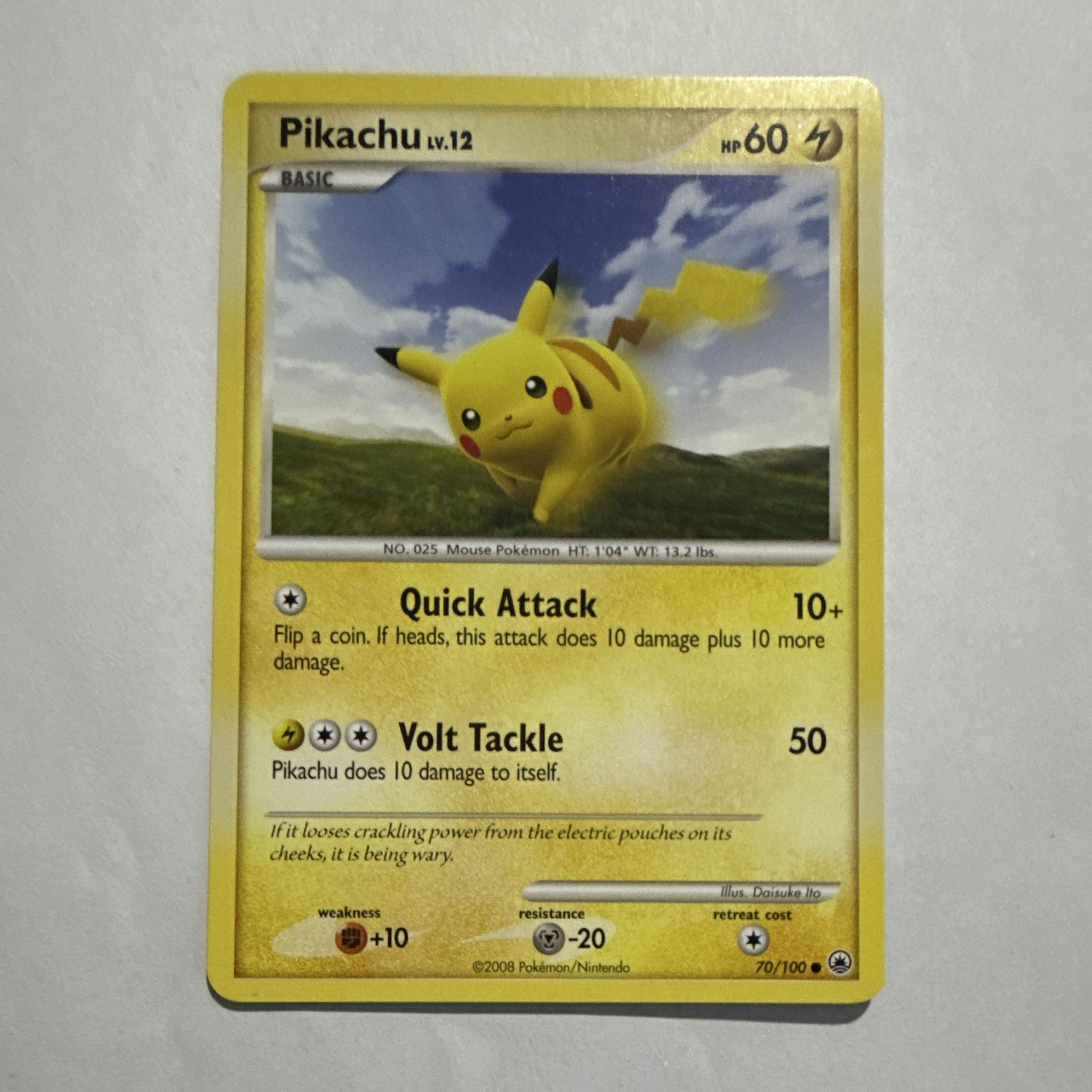 Pokémon TCG Pikachu 70/100 Stormfront Common Regular ENG 60HP Daisuke Ito