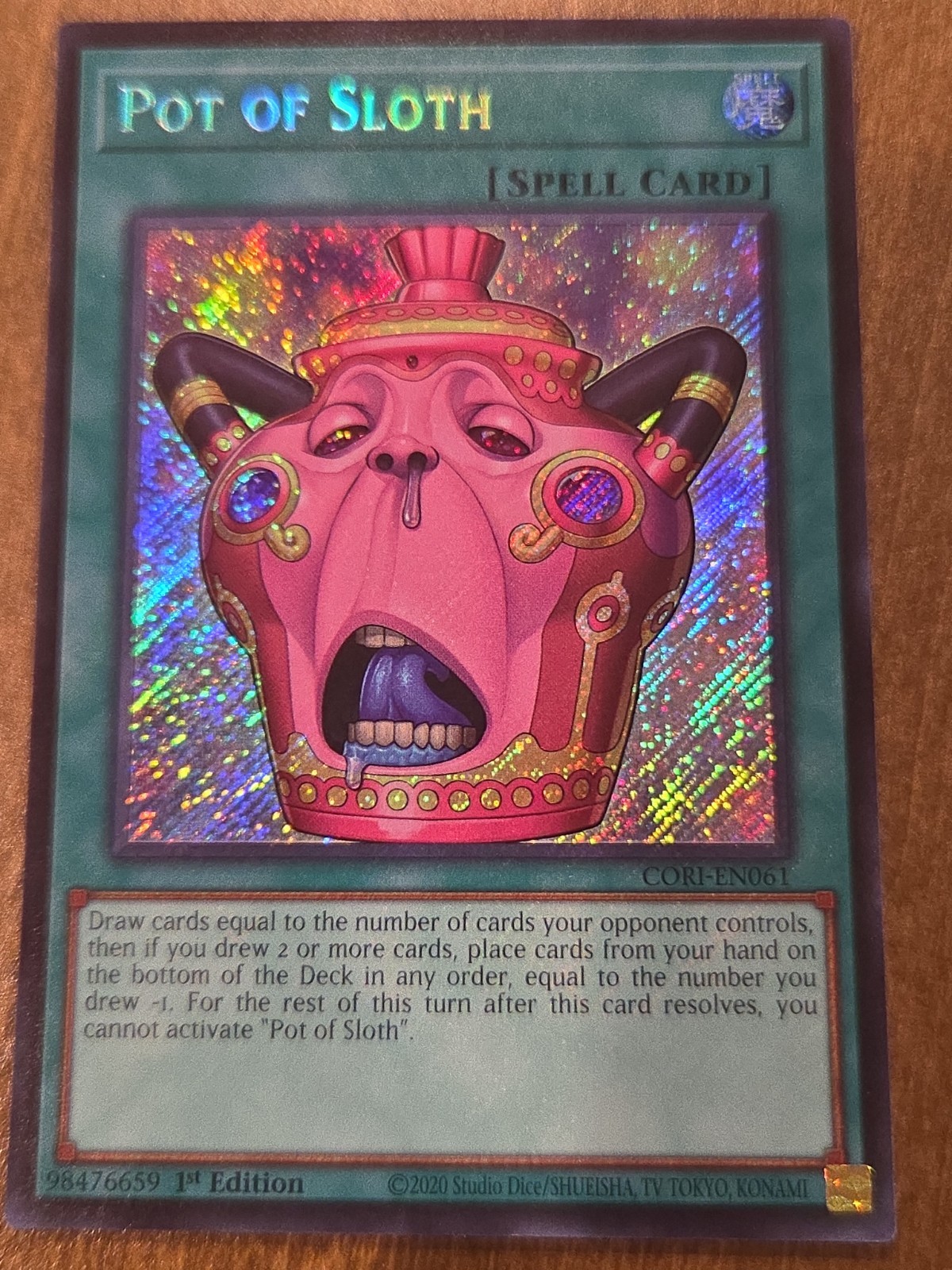 Yugioh! 1x Pot of Sloth CORI-EN061 Secret Rare 1st Ed NM In Hand