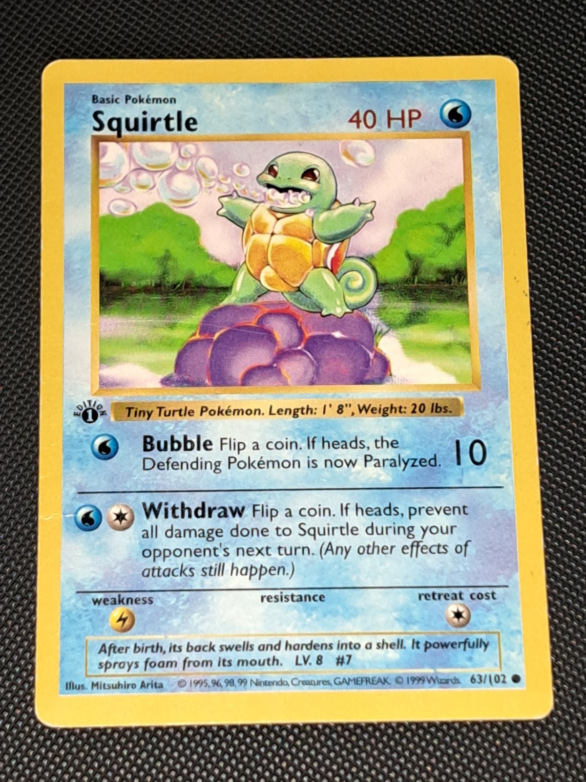 1st Edition Shadowless Base Set Squirtle HP 3d Stamp