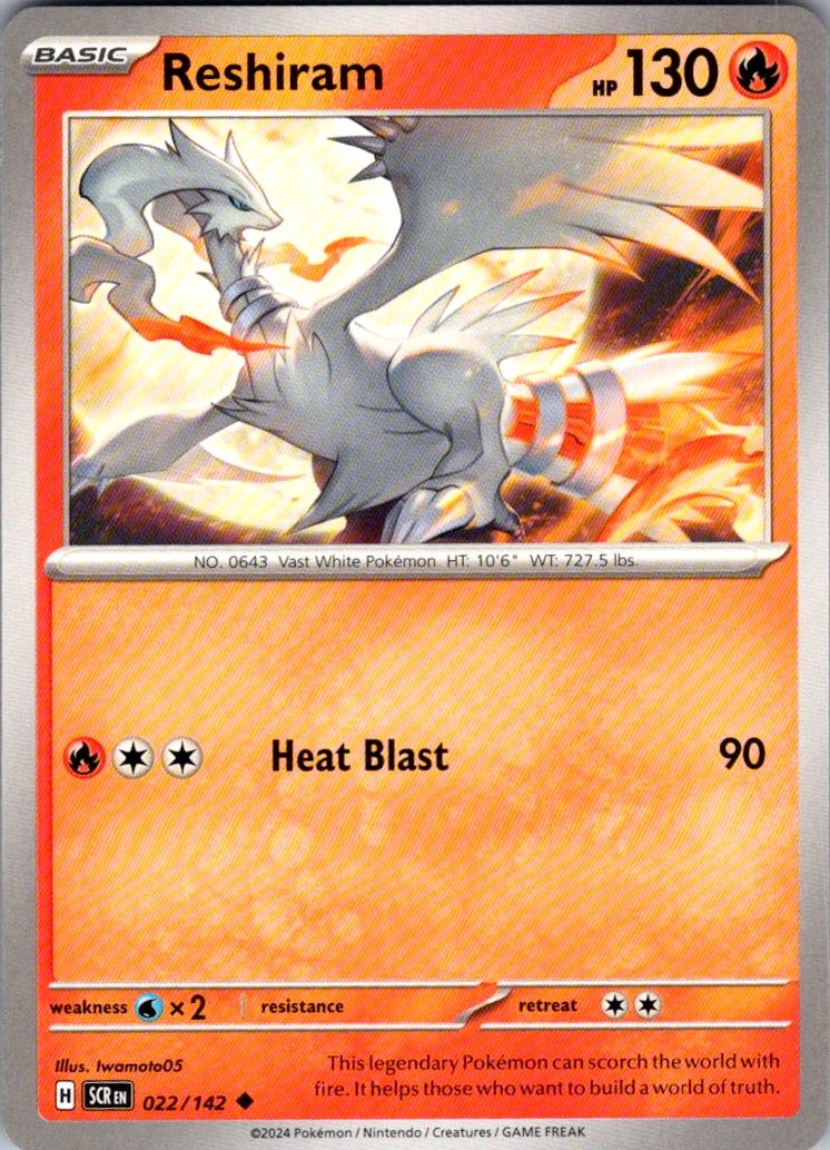 Reshiram Stellar Crown 22/142 Uncommon Pokemon Near Mint