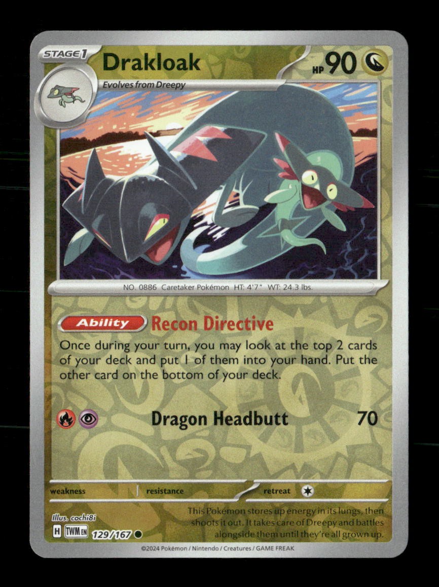 Drakloak 129/167 Twilight Masquerade Reverse Holo NM/M Pokemon