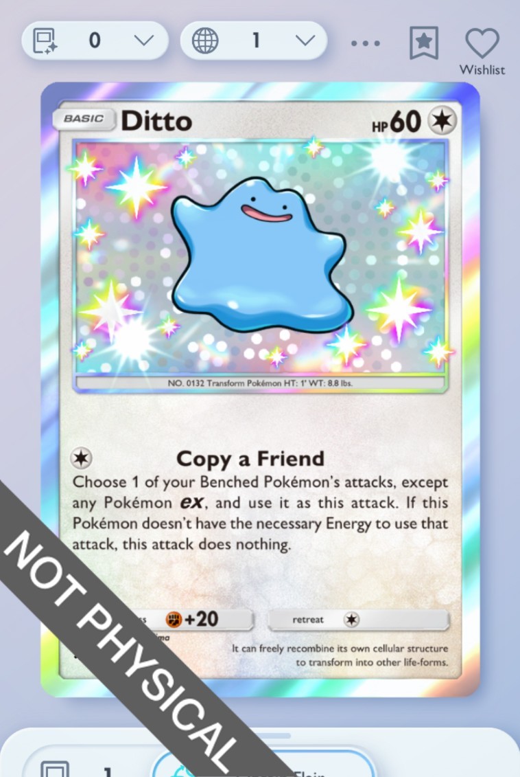 Pokemon TCG POCKET – Ditto shiny 1⭐, Everyday Wonders, English