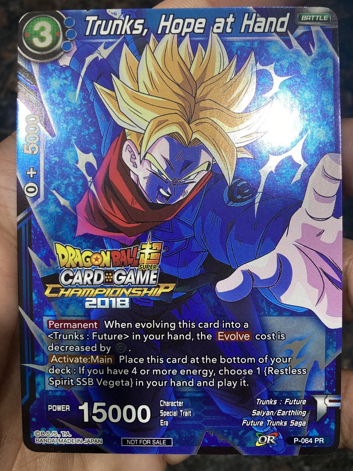 Trunks Hope at Hand P-064 Championship 2018 Foil Dragon Ball Super Card Game NM