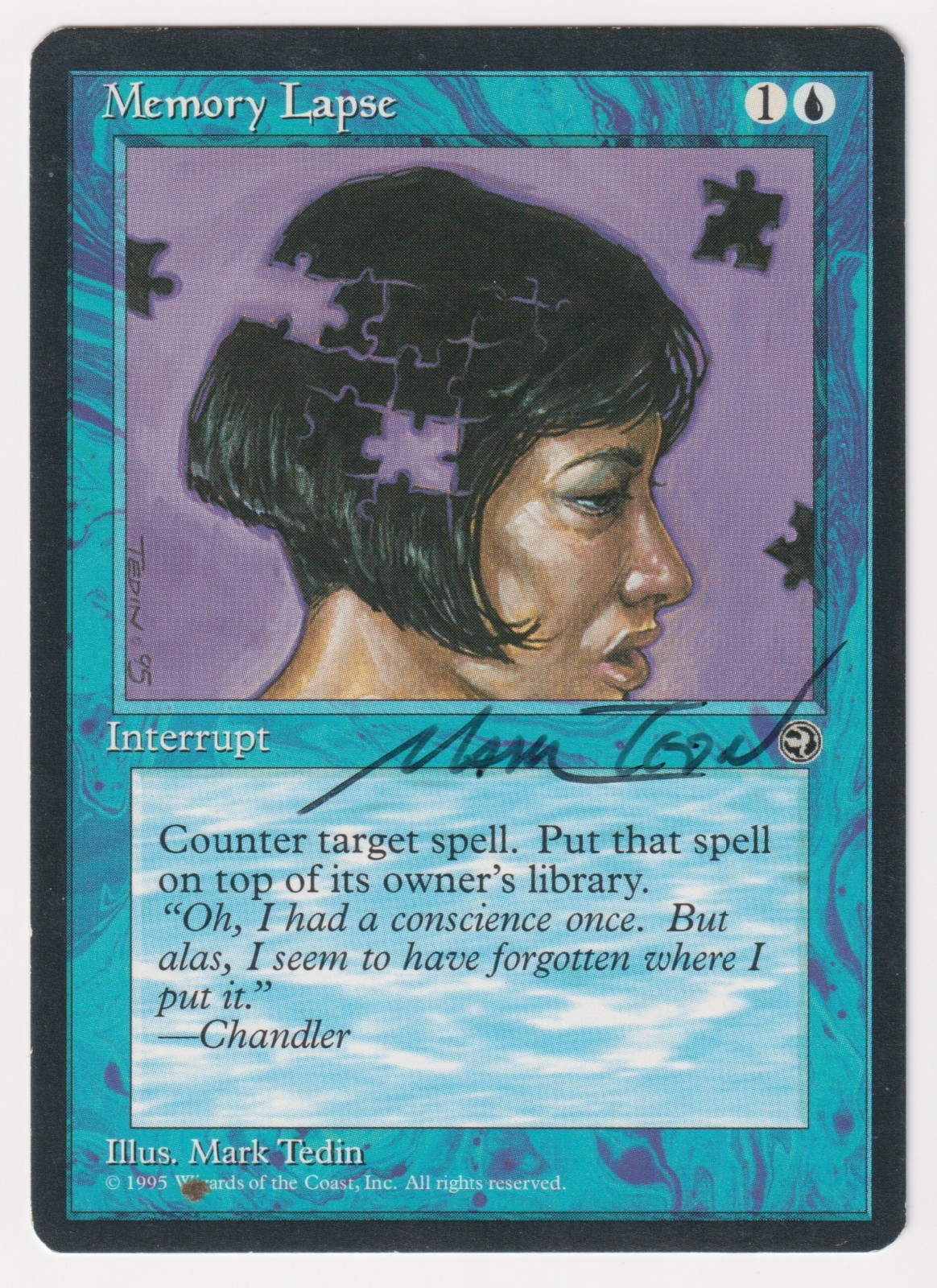 Signed Memory Lapse MP Homelands Artist Mark Tedin 1995 WOTC MTG Magic Vintage!