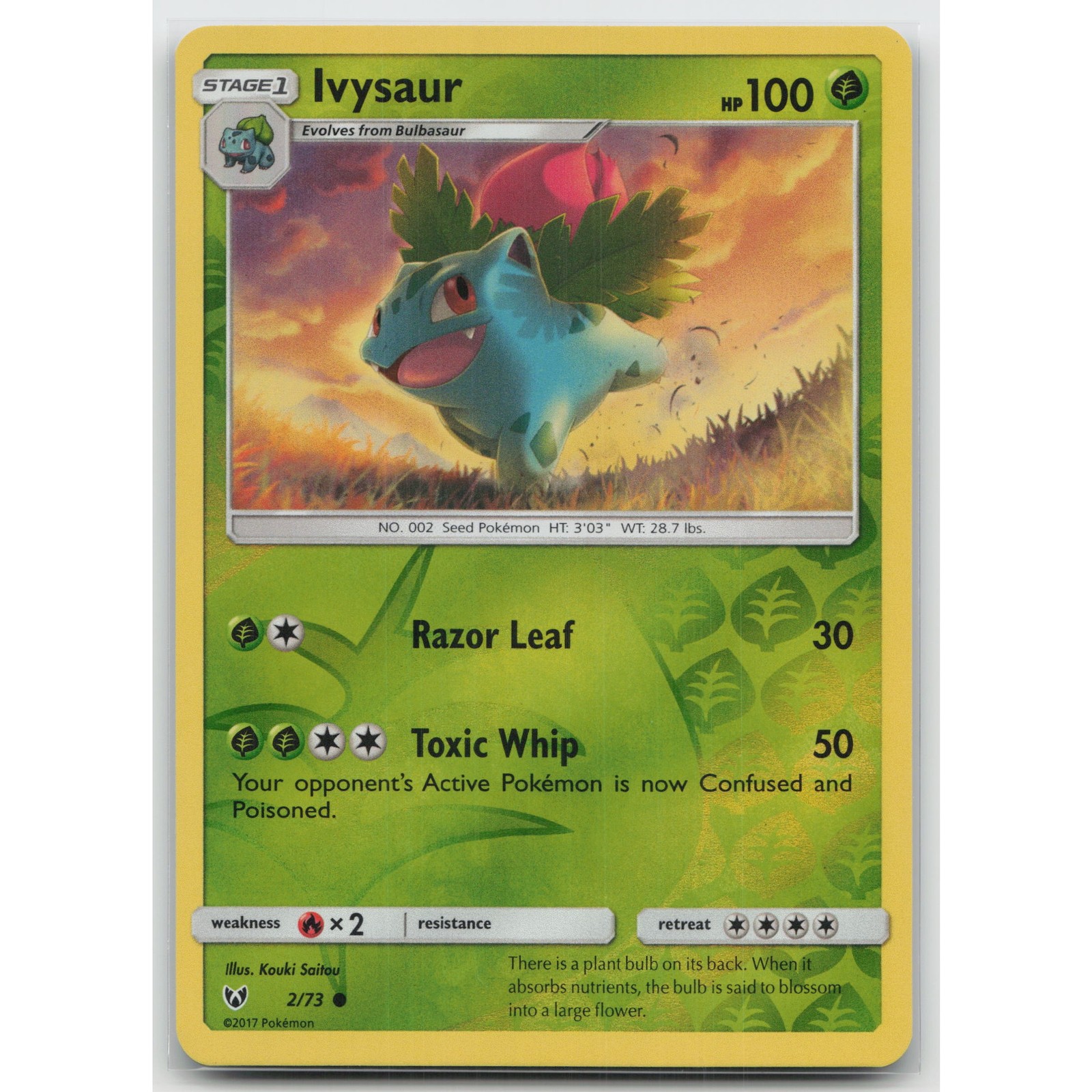 Ivysaur Reverse Holo Shining Legends 2/73 C NM Pokemon