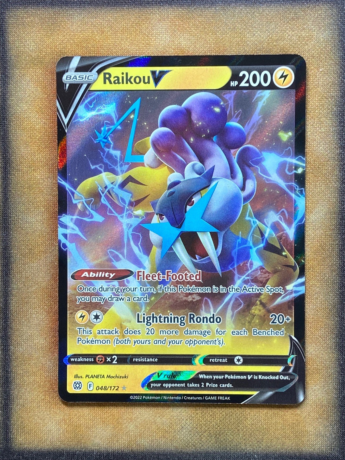 Pokemon Raikou V 048/172 Brilliant Stars Ultra Rare Holo NM