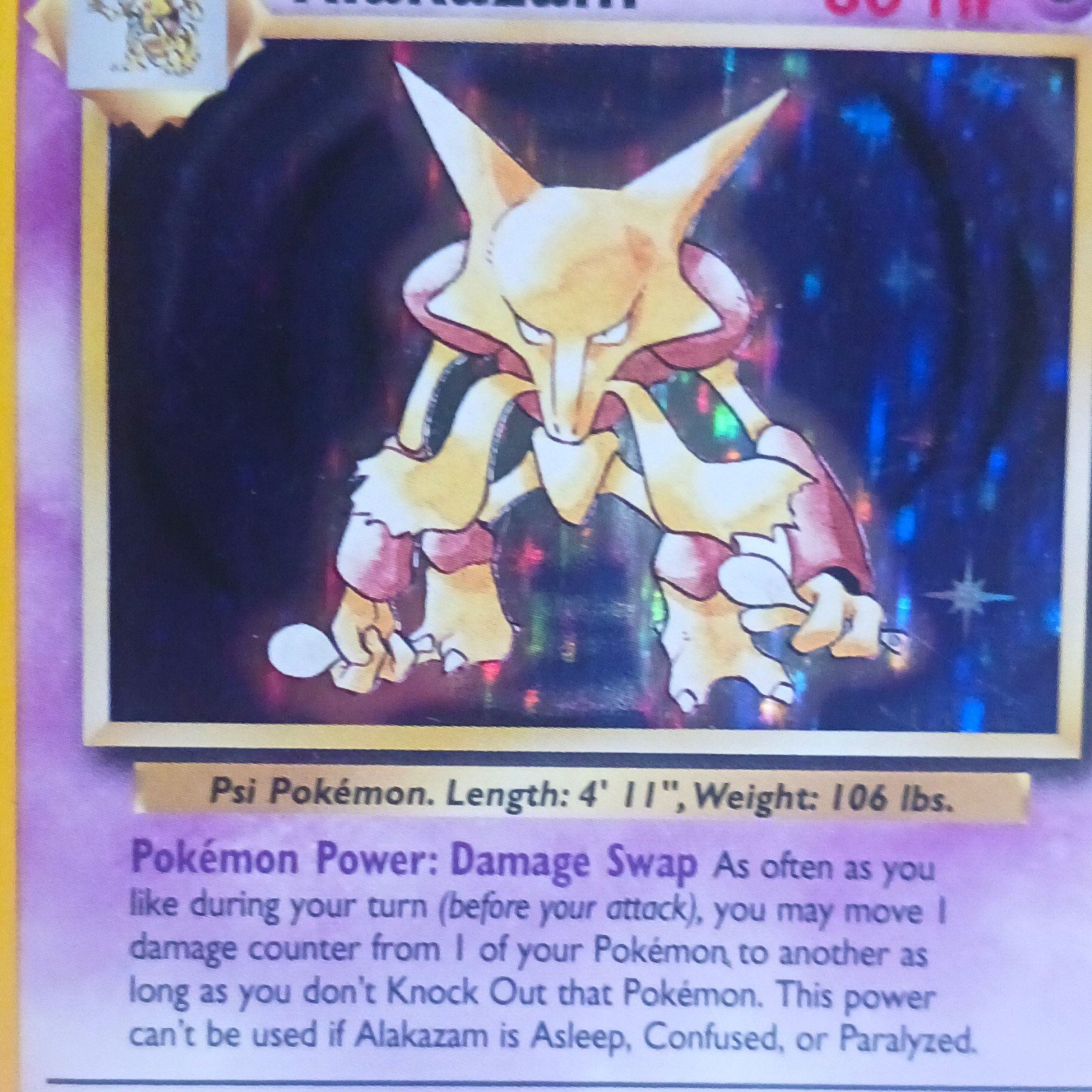 Pokemon Company Alakazam 001/102 Base Set Holo Rare English 1999 80 HP