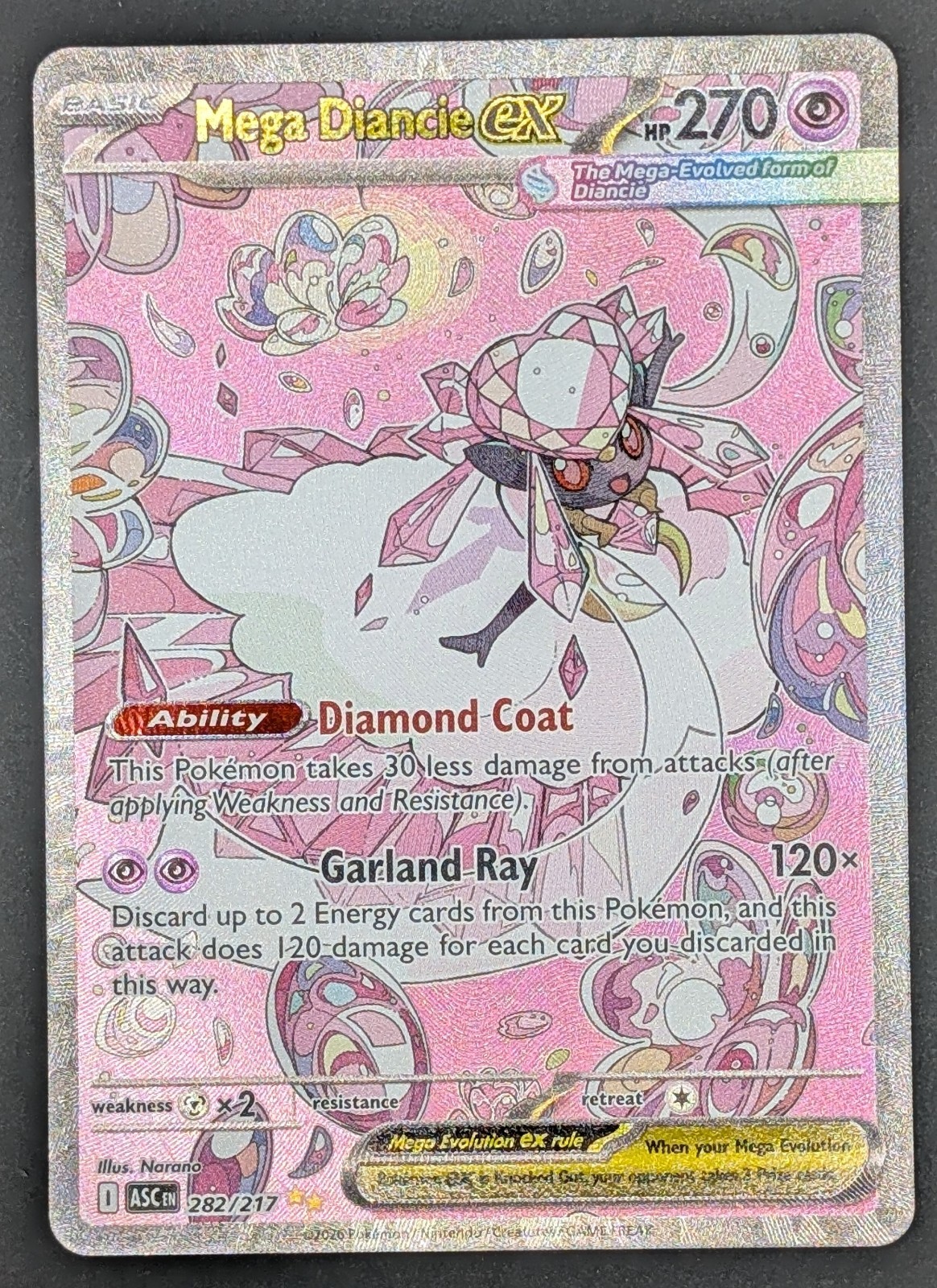 M/NM Pokemon Mega Diancie EX 282/217 Special Illustration Rare Ascended Heroes