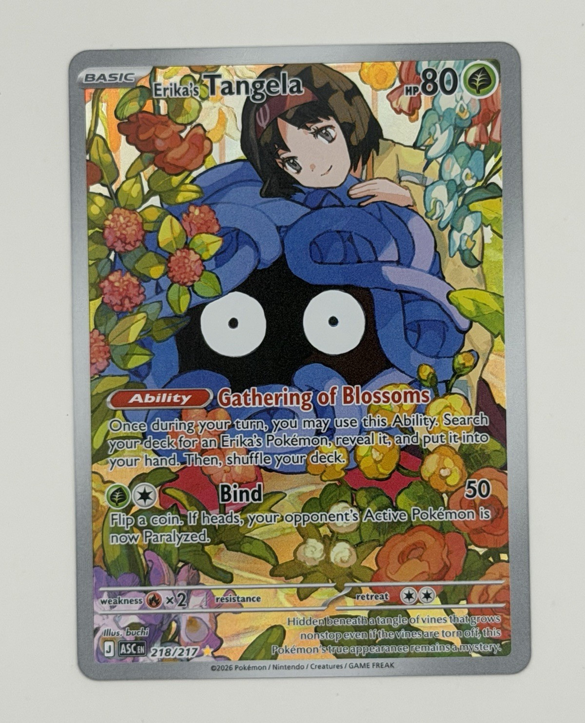 Pokemon TCG Erika’s Tangela 218/217 Illustration Rare Full Art Holo EN 2026
