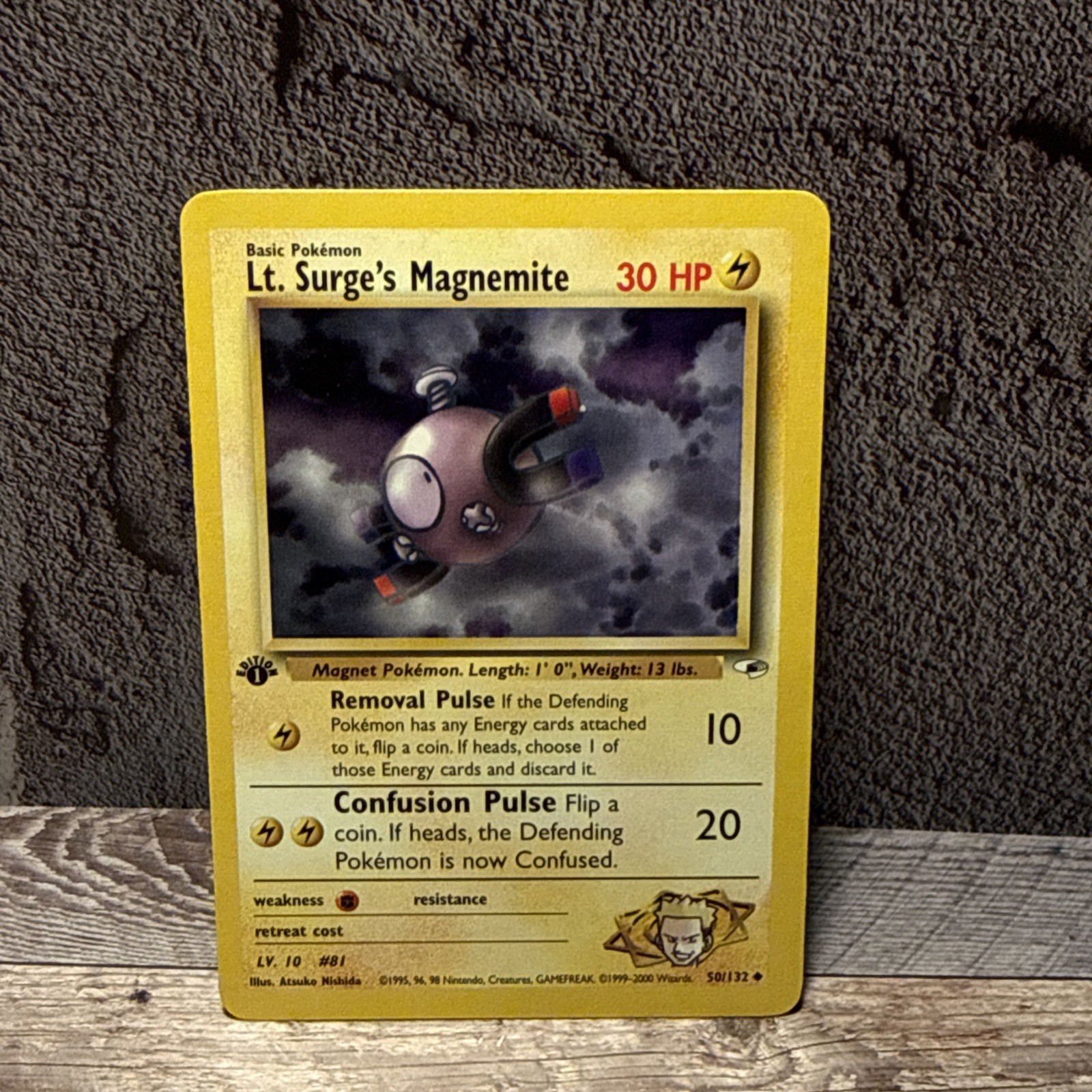 Lt. Surge’s Magnemite 050/132 Gym Heroes Regular Pokemon card 1st edition