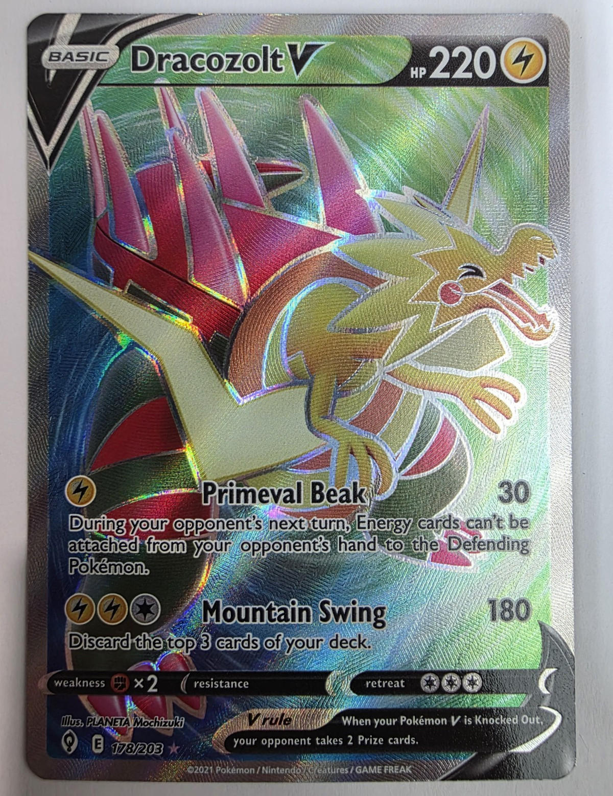 Pokémon TCG Dracozolt V 178/203 Holo Full Art Ultra Rare EN 220 HP