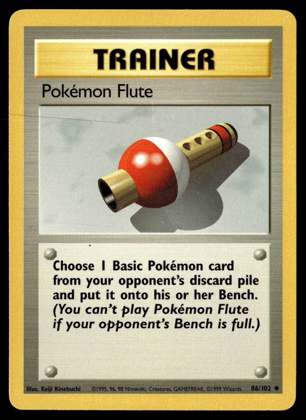 Pokemon Flute 86/102 Uncommon Base Set Unlimited Pokemon Lightly Played