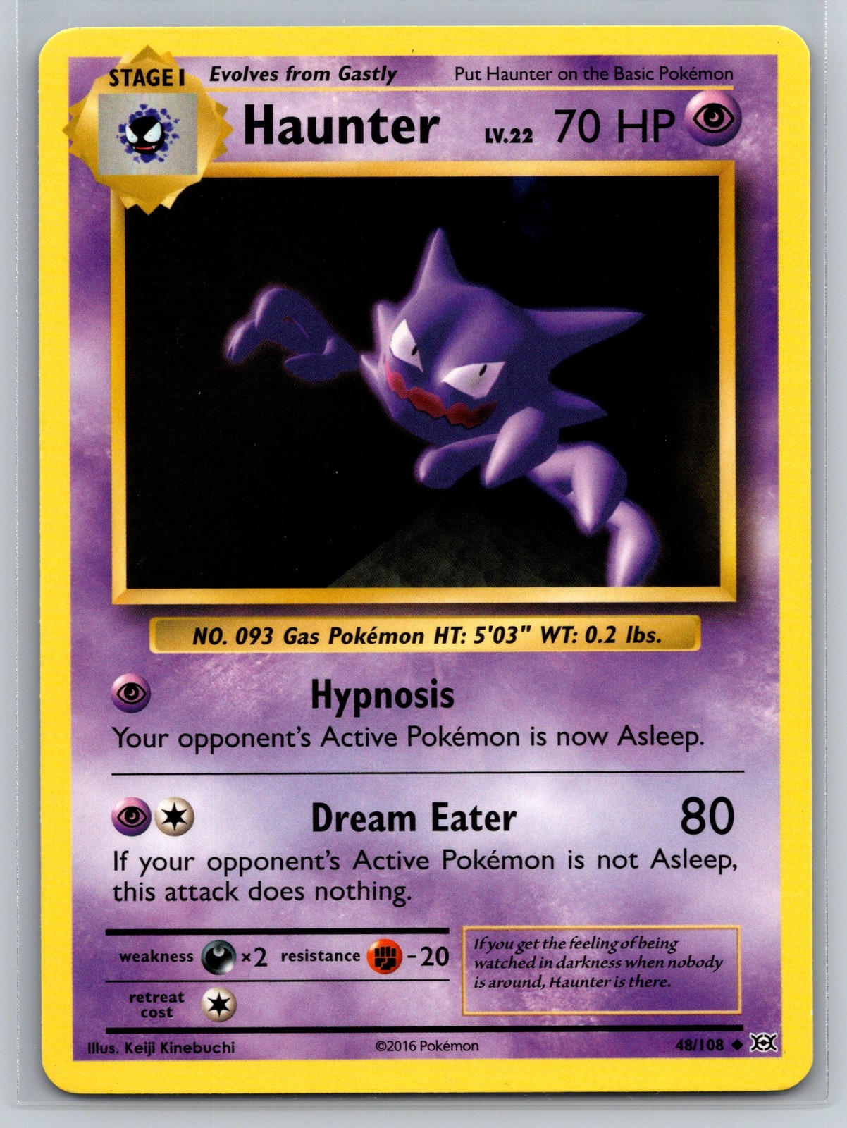 Haunter 48/108 XY Evolutions Psychic Stage 1 Hypnosis Dream Eater Pokemon