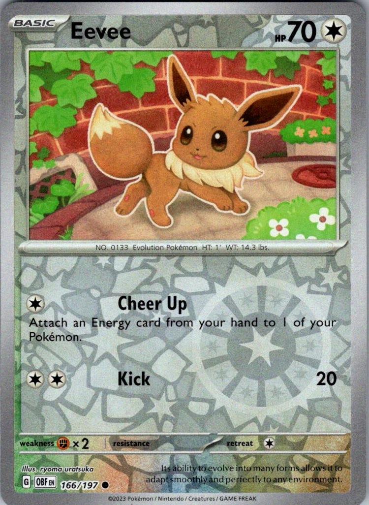 Eevee Reverse Holo Common SV03: Obsidian Flames 166/197 NM