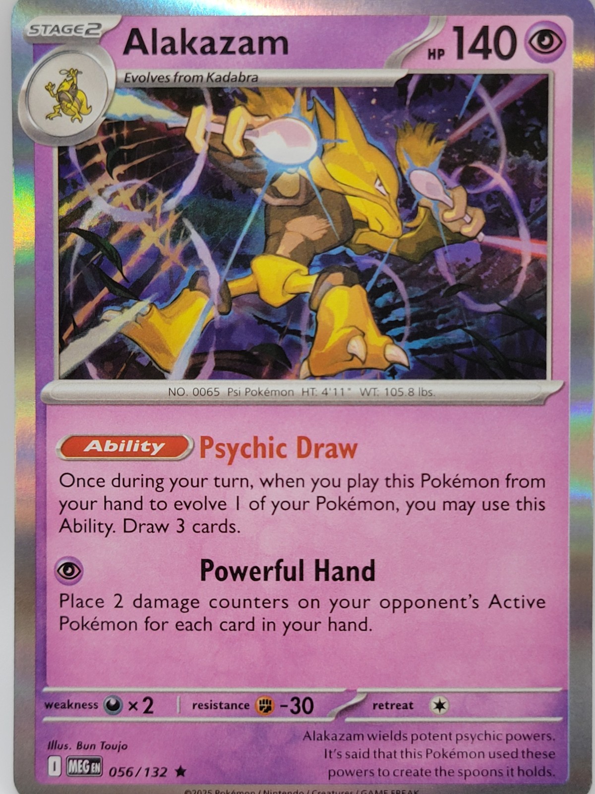 Alakazam 056/132 Holo Rare Pokémon Card NM XY Era Psychic Draw