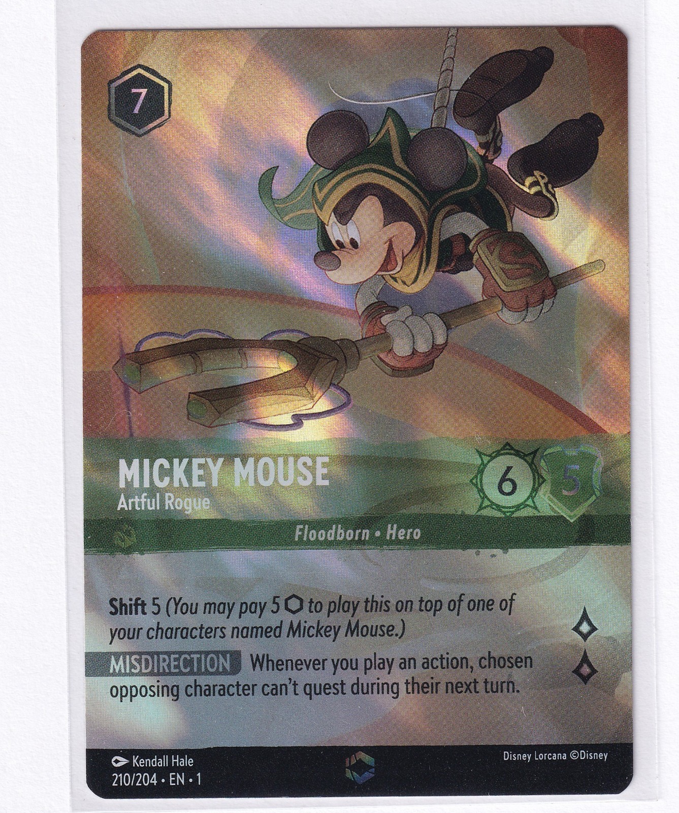 Disney Lorcana Mickey Mouse Artful Rogue Enchanted Foil 210/204 First Chapter EN