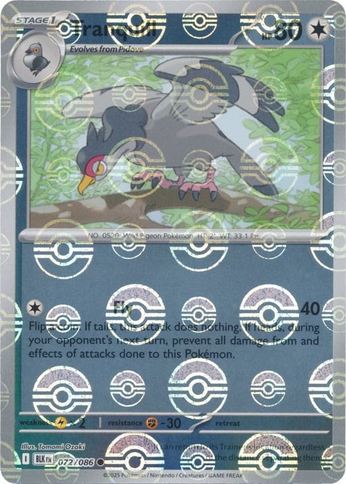 Tranquill (Poke Ball Pattern) BLK 072/086 Pokémon SV: Black Bolt Common Holof…
