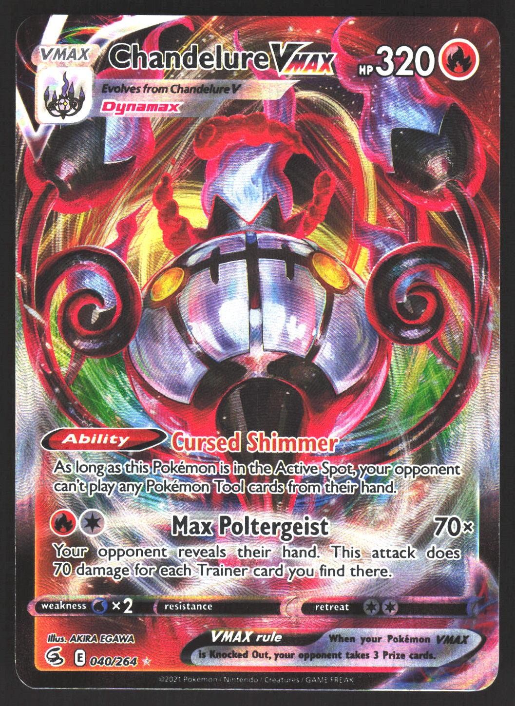 Chandelure VMAX 040/264 Holo VMAX Rare Fusion Strike Pokemon Moderately Played