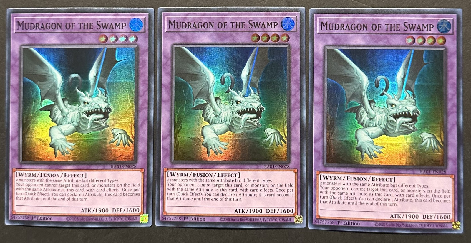 YUGIOH 3x Mudragon of the Swamp – RA01-EN028 – Super Rare – NM/Mint