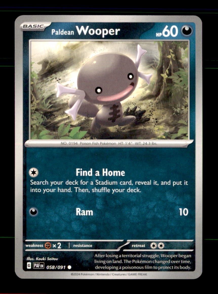 Paldean Wooper Common SV: Paldean Fates 058/091 NM