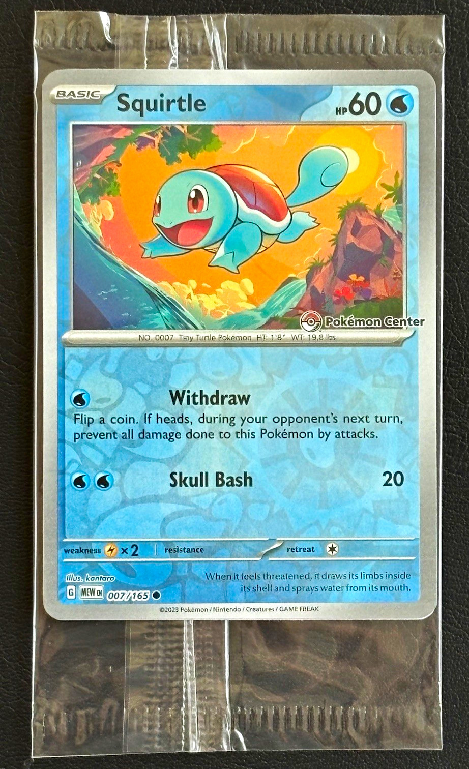 The Pokémon Center TCG SV 151 Squirtle 007/165 Promo Holo ENG SEALED