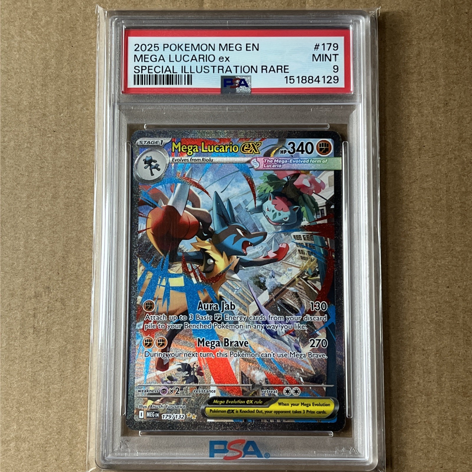 PSA 9 2025 Pokemon TCG Mega Lucario ex Special Illustration Rare 179/132 EN