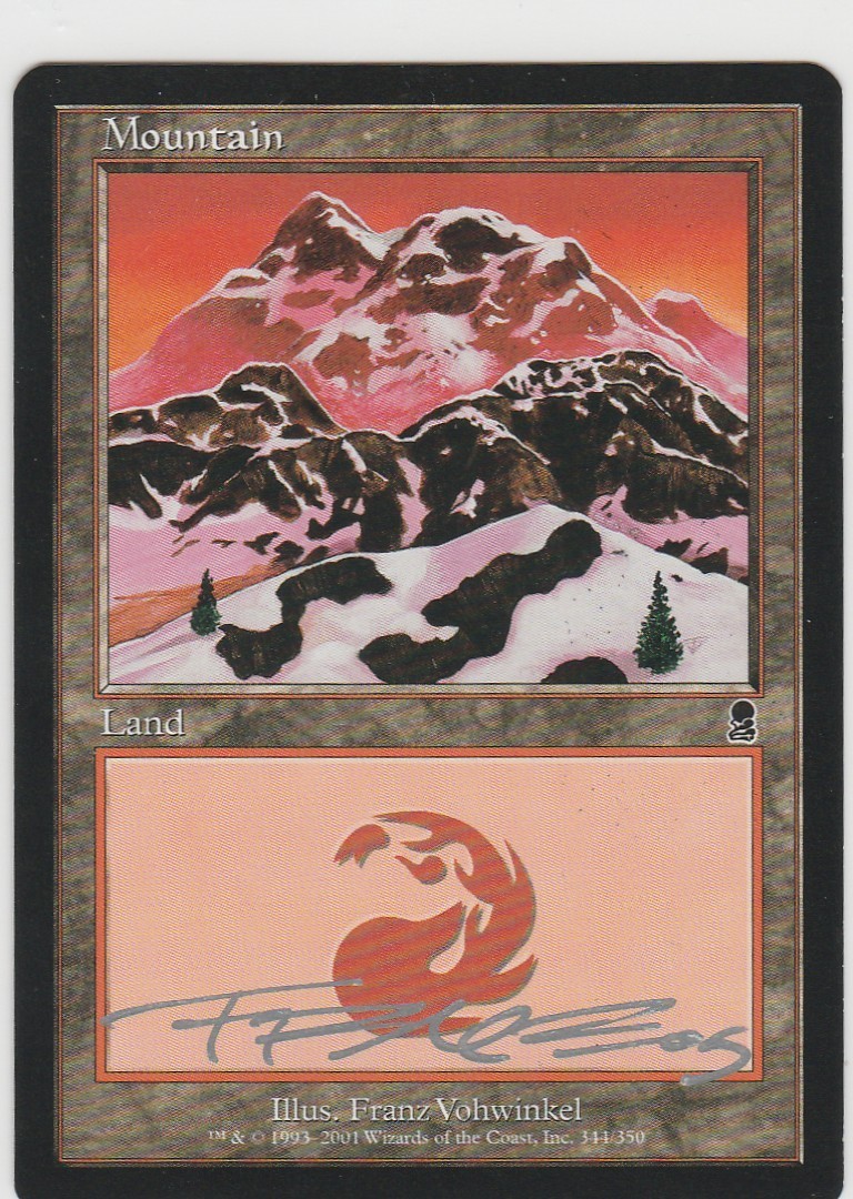 Magic the Gathering ~ Mountain (344 B) ~ M/NM ~ Odyssey ~ Signed by Artist #7