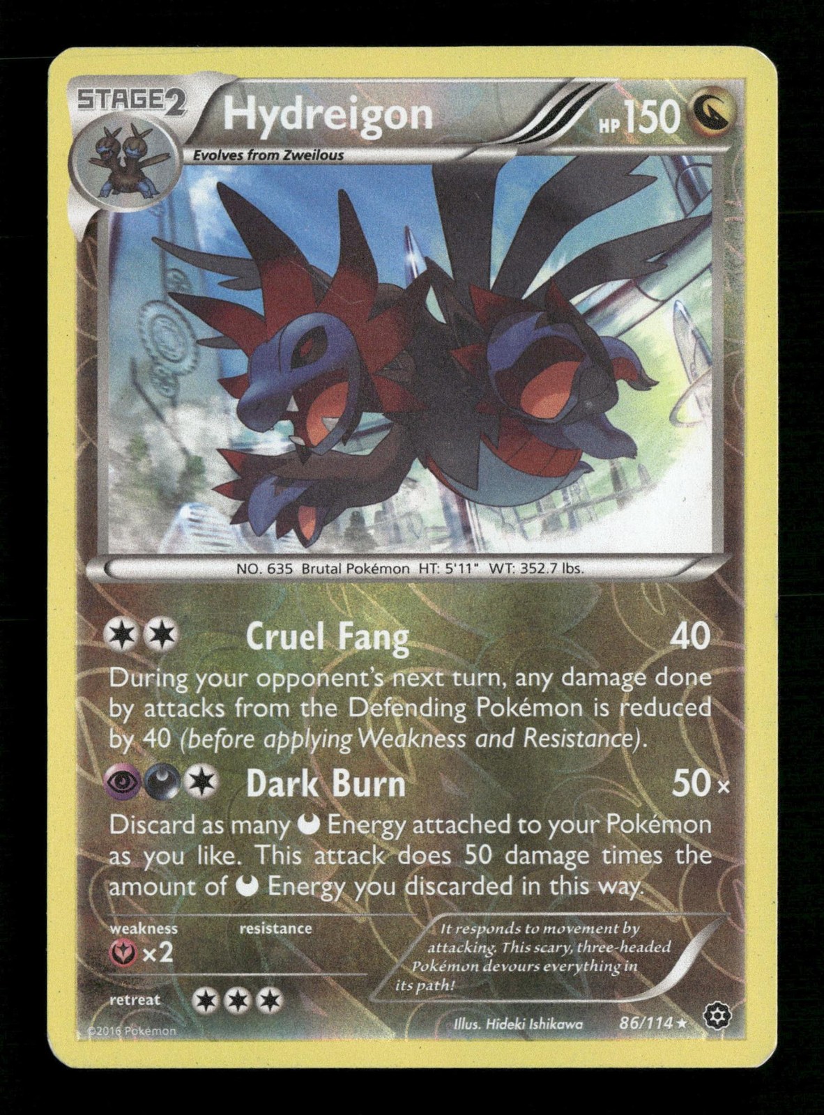 Hydreigon Steam Siege 86/114 Holo Pokemon Reverse Holo MP Hideki Ishikawa