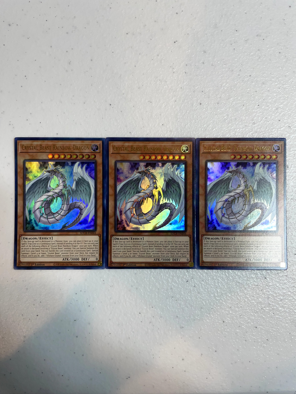 yugioh crystal beast rainbow 3x ultra rare sdcb-en044 playset SDCB