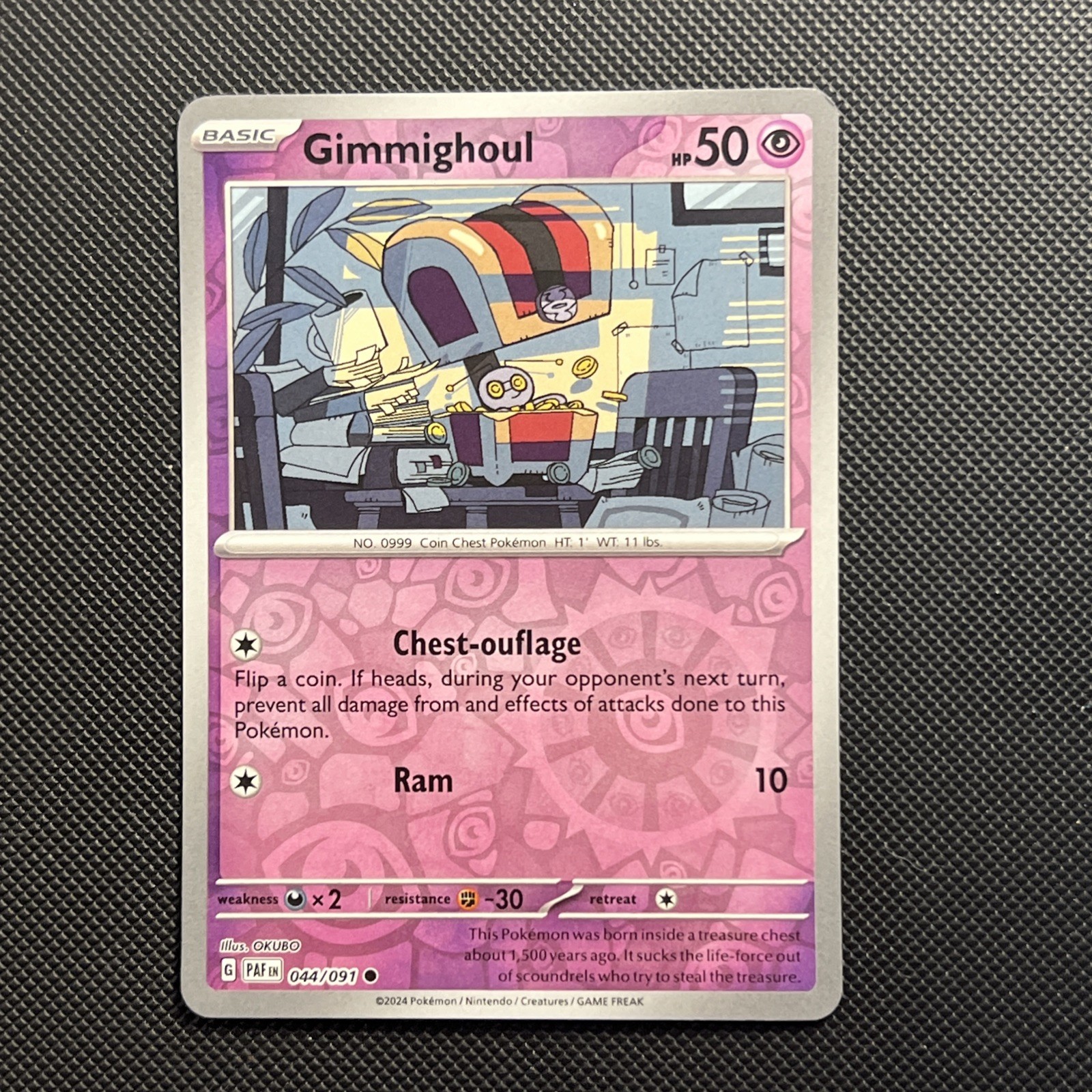 Gimmighoul – SV: Paldean Fates – #044/091 – Reverse Holo Common – NM