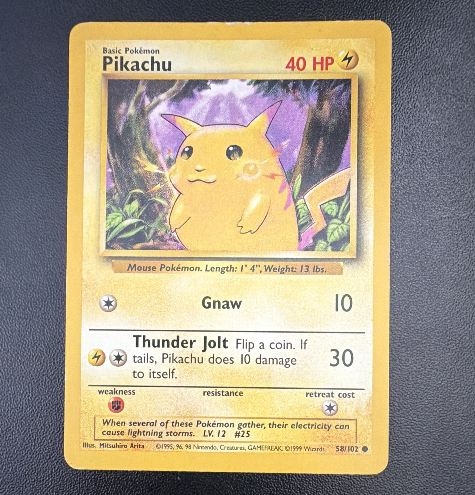 Pokemon TCG Pikachu Base Set 58/102 Yellow Cheeks LP