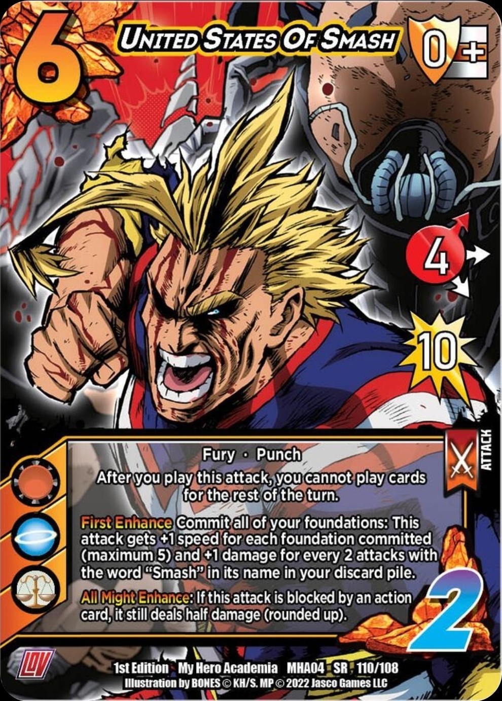 UniVersus My Hero Academia TCG 1st Ed United States of Smash MHA04 SR 110/108 NM