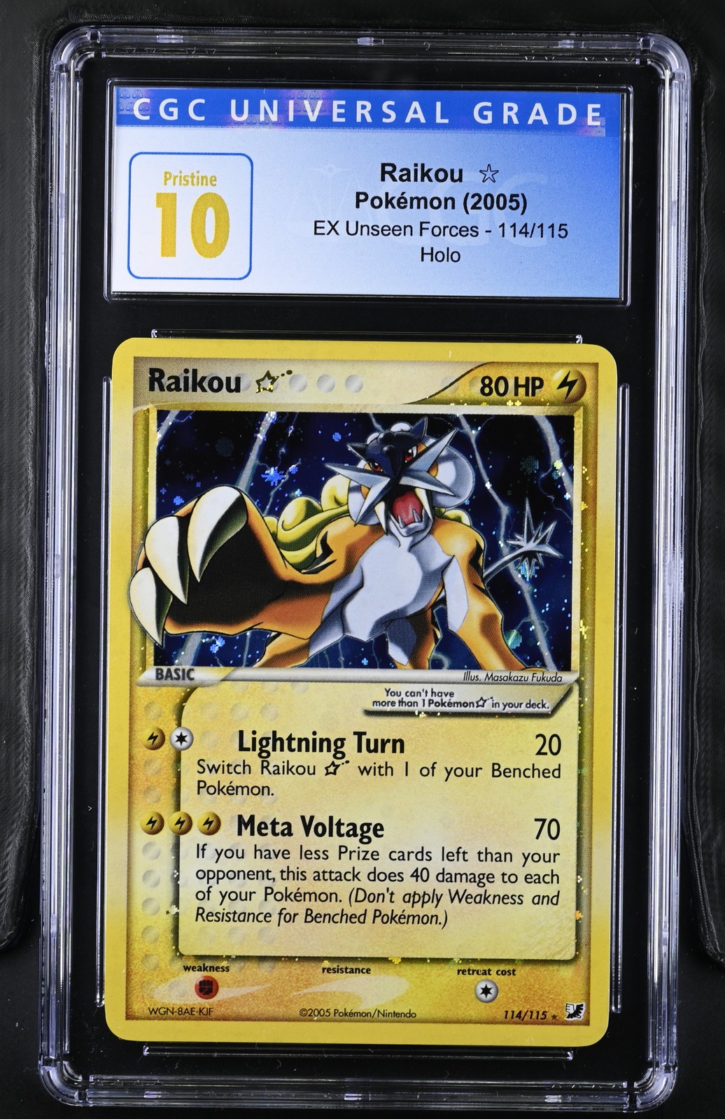 RAIKOU GOLD STAR 114/115 HOLO EX UNSEEN FORCES POKEMON CGC 10 PRISTINE