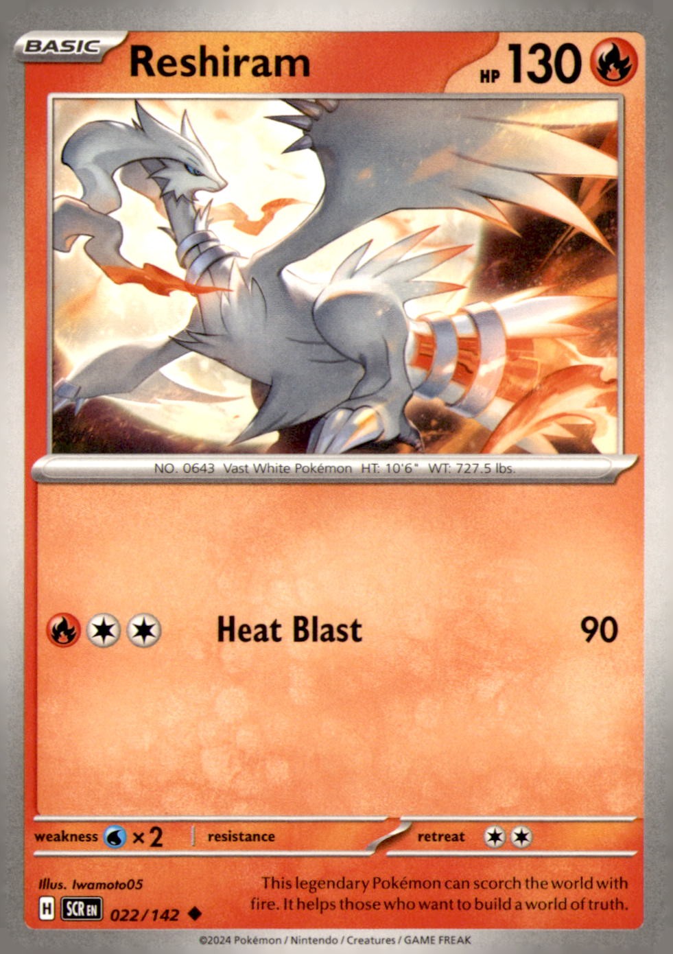 Reshiram 22/142 Uncommon Stellar Crown Pokemon NM Iwamoto05