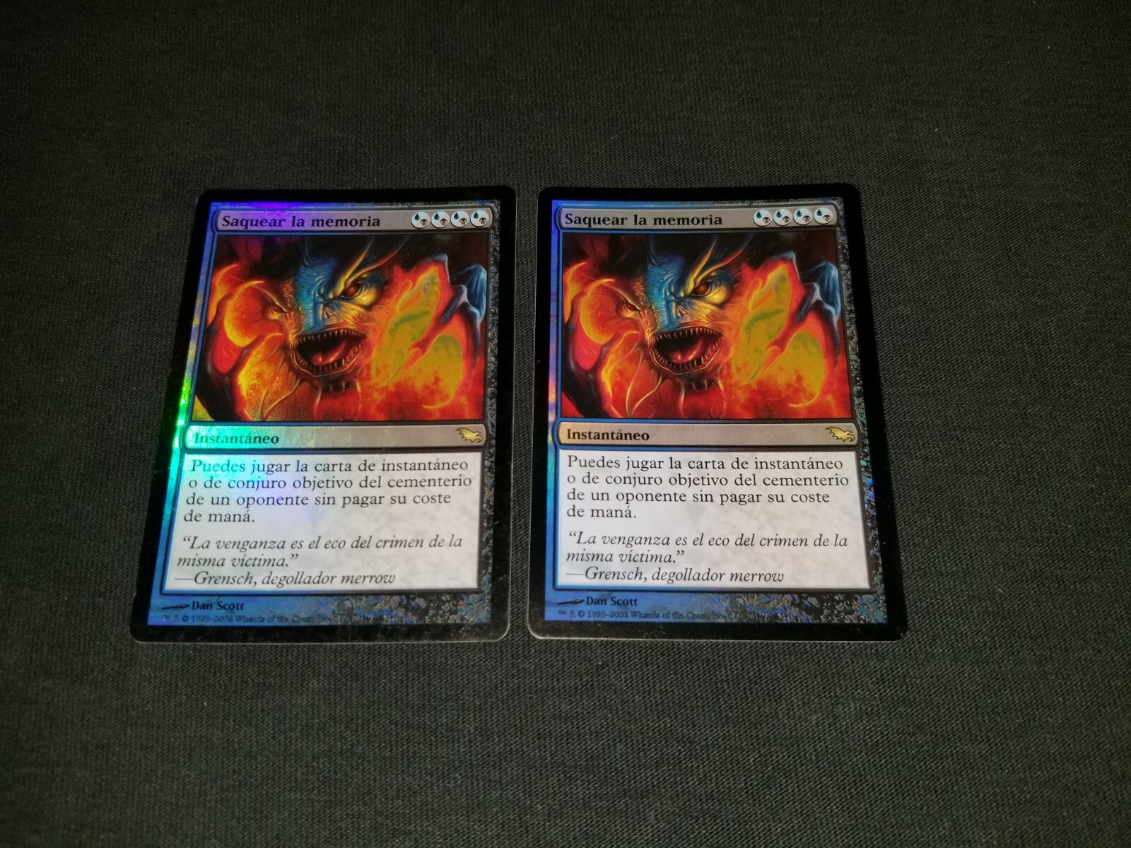 MTG 1x Shadowmoor multi-color rare LP Spanish FOIL Memory Plunder
