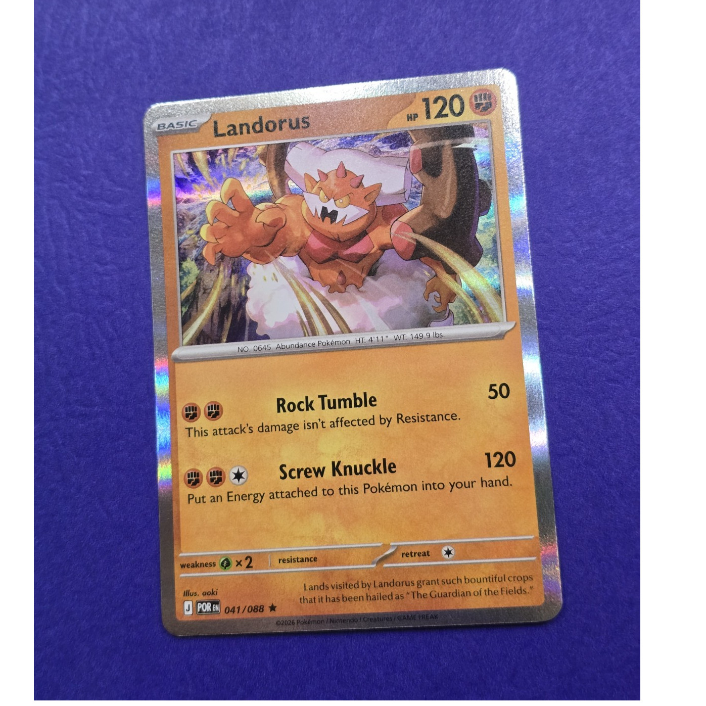 Pokémon Landorus 041/088 Basic Holo Card HP120 50/120 Attack Fighting English