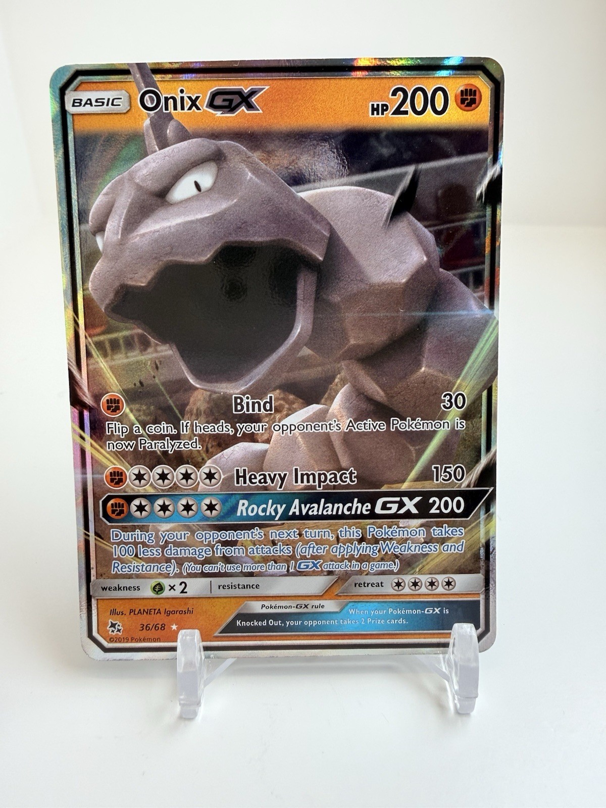 Onix GX 36/68 Pokemon Ultra Rare Holo English Sun & Moon Hidden Fates