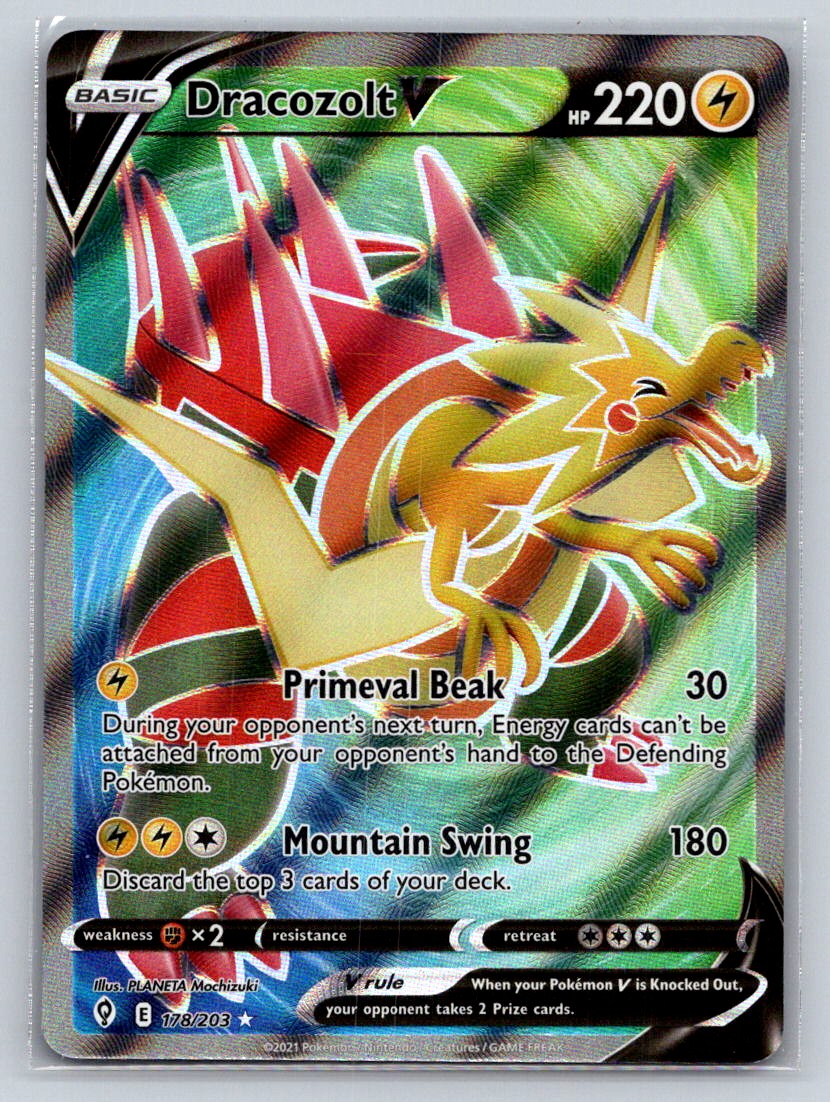 Dracozolt V Full Art 178/203 Holo SWSH07: Evolving Skies NM Pokemon