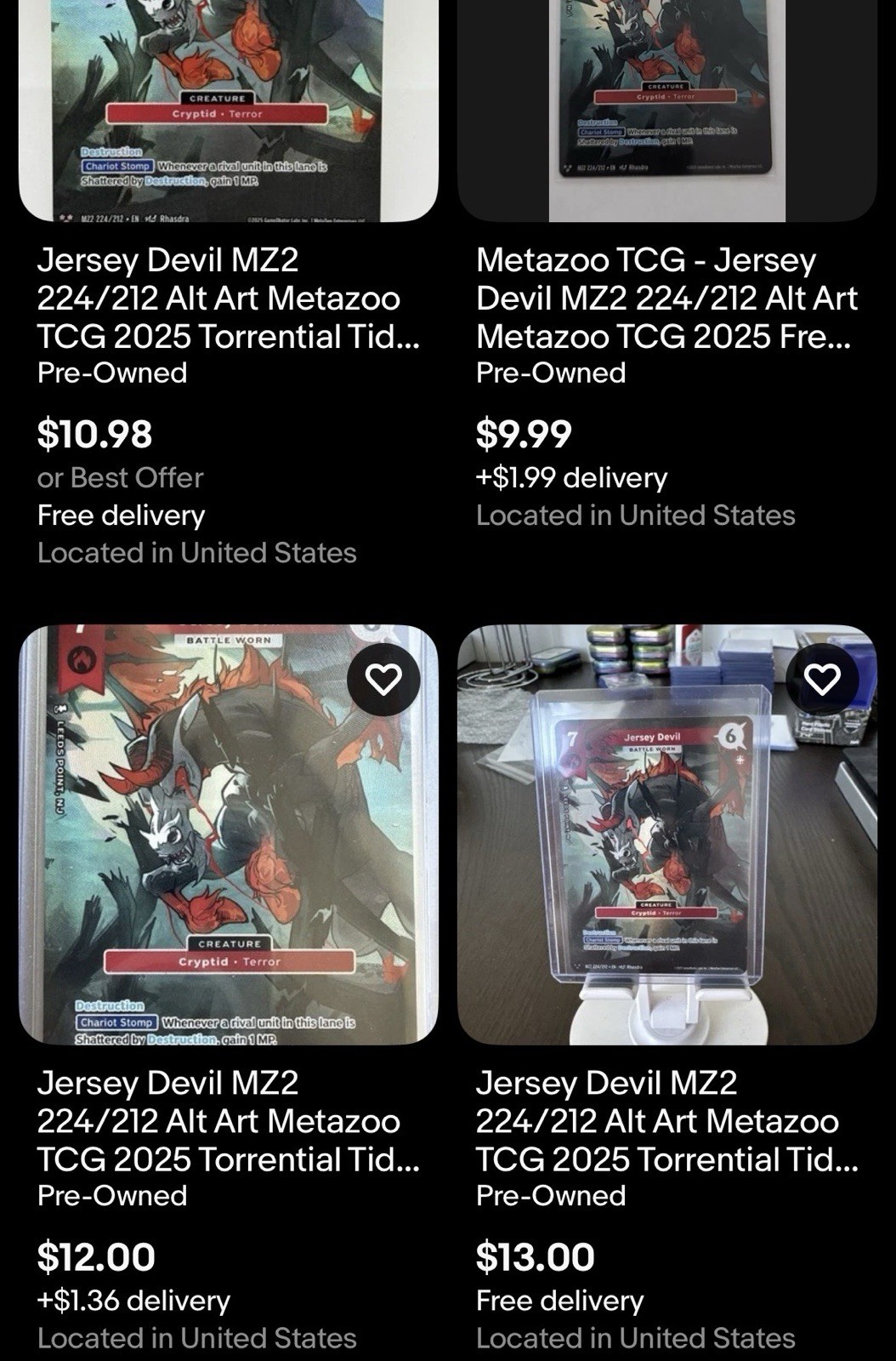 Jersey Devil, MetaZoo Near Mint, MZ2 Torrential Tides, Alt Art Rare, 224/212