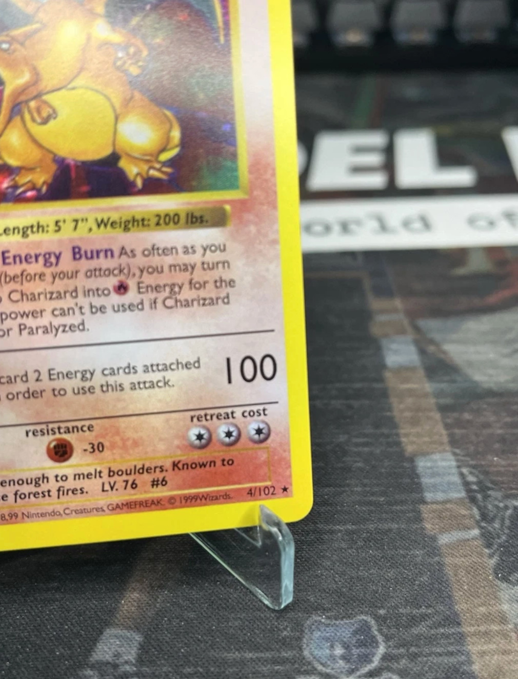1st Edition Shadowless Charizard 4/102 Base Set Holo Pokemon * PRXY (REPLIK) *