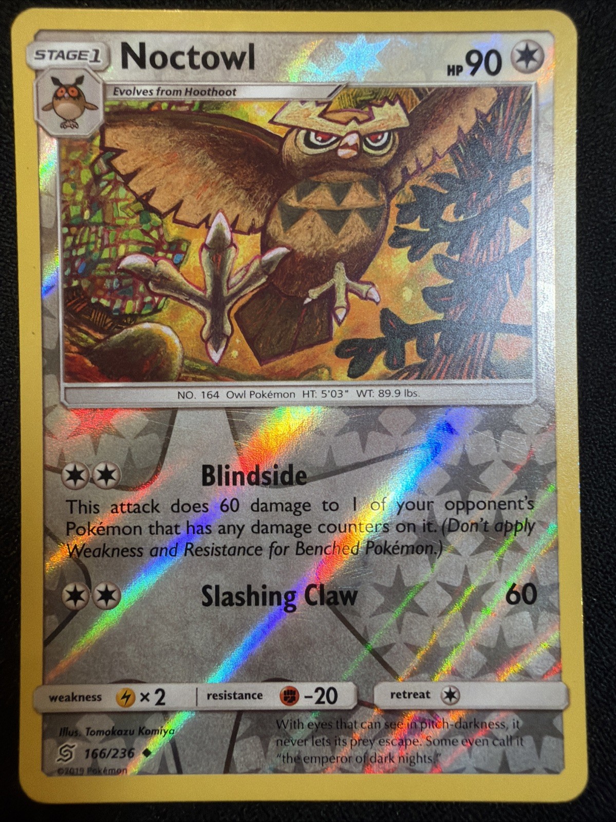 Noctowl – (Artist Tomokazu Komiya) Pokemon Reverse Holo Unified Minds 166/236 NM